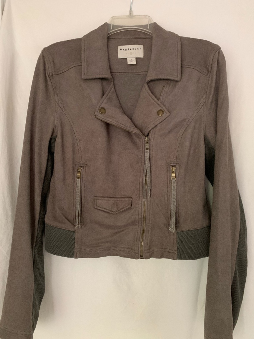 Marrakech 'Monica Moto Jacket' in a mushroom brown color